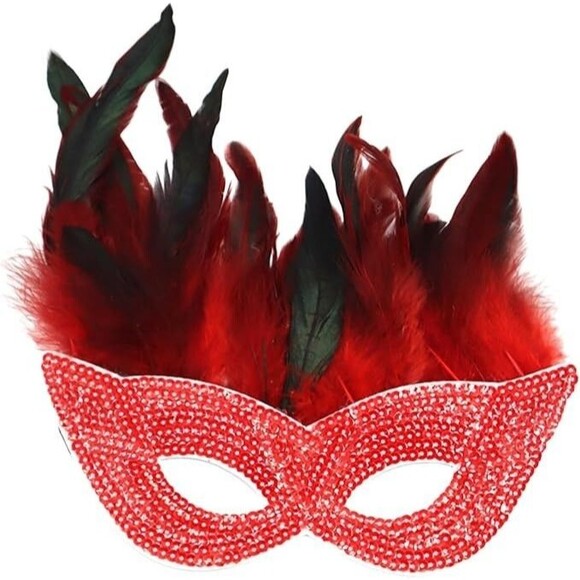 Halloween Feather Mask Costume Accessory Mardi Gras Dress Up Party bundle - Picture 2 of 9